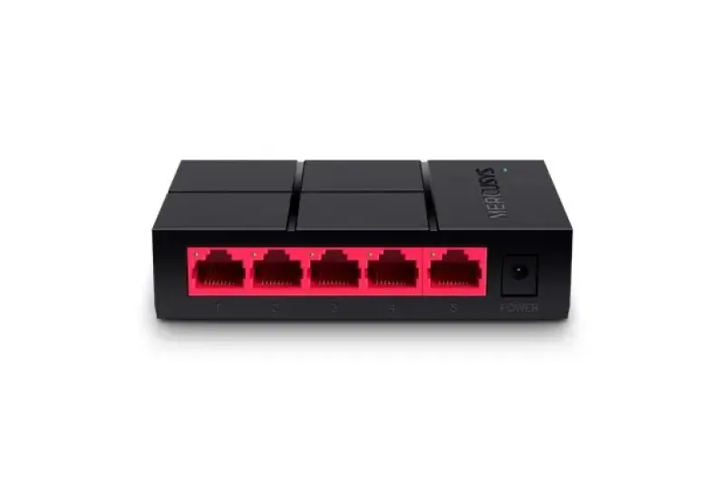 Imaginea numarul 2 reprezentatand Switch TP-LINK Mercusys MS105G, 4 x porturi Gigabit, Unmanaged, Carcasa plastic, Negru