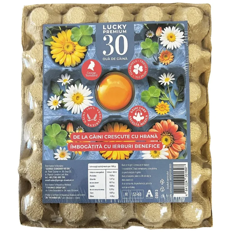 Imagine pentru Ouă de găină George Standard Lucky Premium, mărimea M, cod 3, 30 bucăți