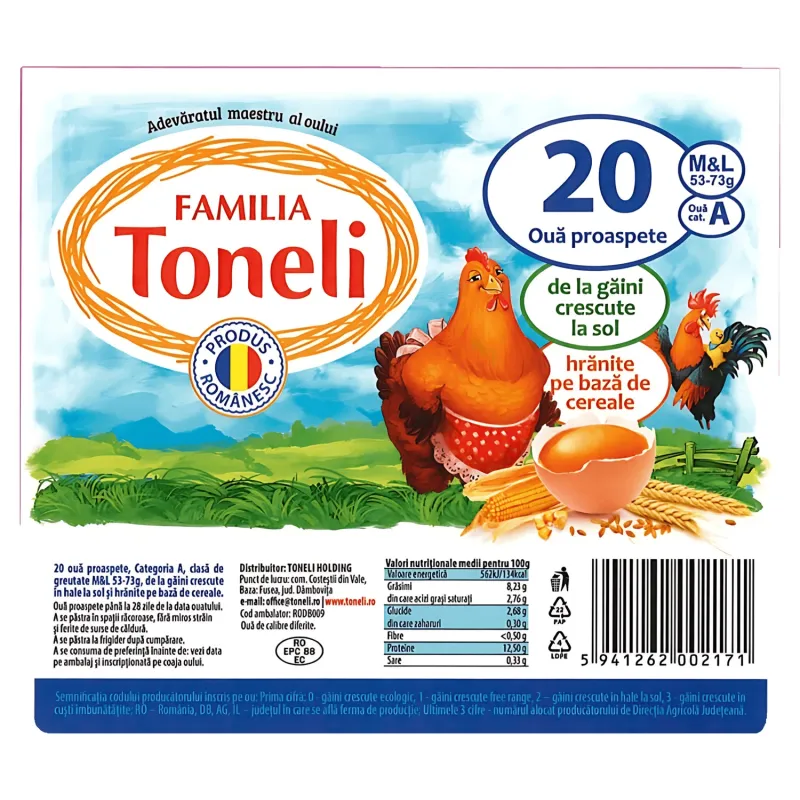 Imagine pentru Ouă de găină Toneli, mărimea M/L, cod 1, 20 bucăți