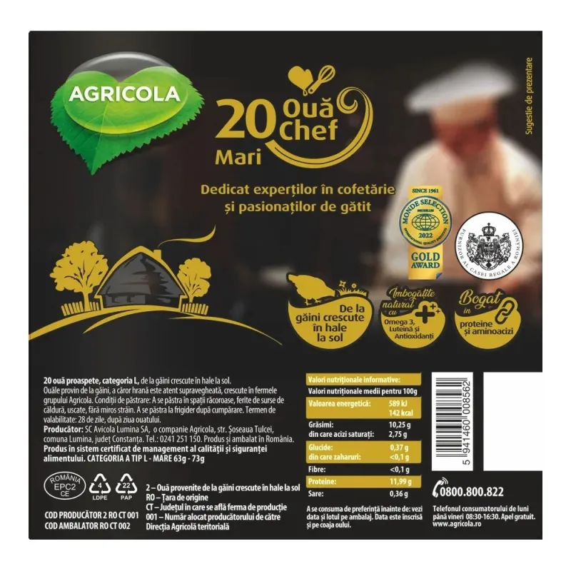 Imaginea numarul 3 reprezentatand Ouă de găină, Agricola, mărime L, cod 3, 20 bucăți