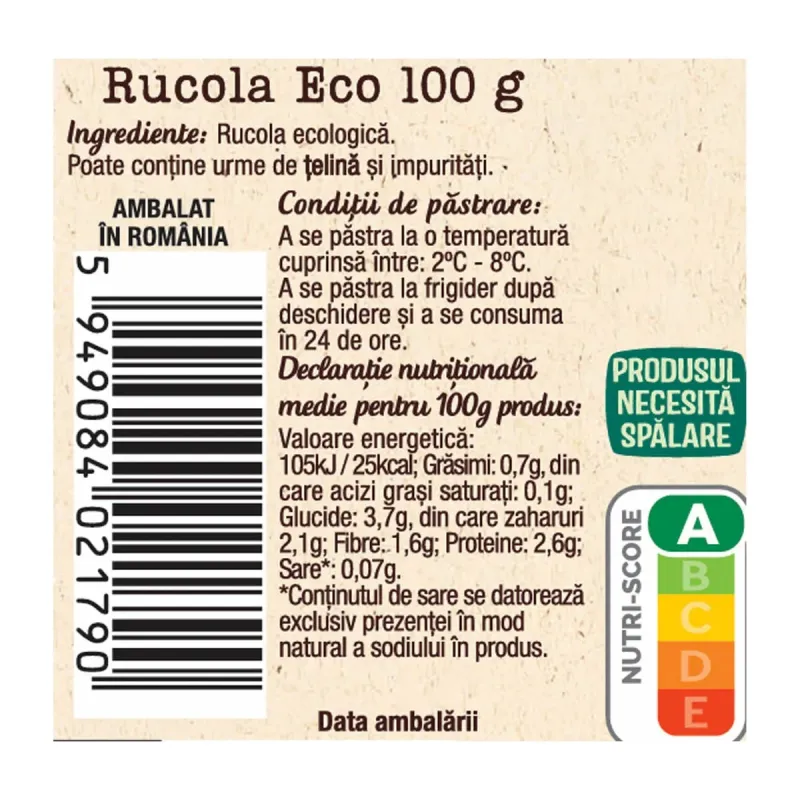 Imaginea numarul 3 reprezentatand Rucola ECO Auchan, 100 g