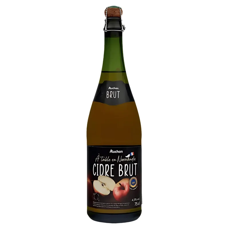 Imagine pentru Cidru brut de mere Auchan Terroir, alcool 4.5%, 0.75 l