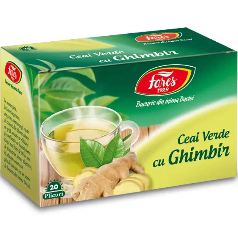 Imagine pentru Ceai verde Fares, cu ghimbir, 20 pliculete