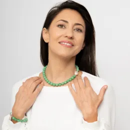 Imagine pentru Colier din argint cu pietre verzi, perlute naturale și perla baroc „Susur Verde” din aceiasi categorie
