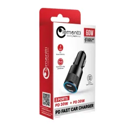Imagine pentru Incarcator auto Lemontti Super Fast Charge 60W 2 porturi PD Type-C x 30W Negru din aceiasi categorie