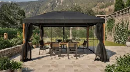 Imagine pentru Pavilion cu plasa tantari, structura otel, 3x4x2.65 m, Gri din aceiasi categorie