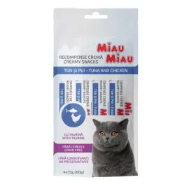 Imagine pentru Miau Miau Recompensa Pisici Crema Ton Si Pui 4x15g din aceiasi categorie