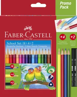 Imagine pentru Creioane colorate triunghiulare promo, 24 bucăți/set, Faber-Castell din aceiasi categorie
