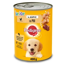 Imagine pentru Hrana umeda pentru caini juniori Pedigree Junior cu pui in aspic, conserva, 400 g din aceiasi categorie