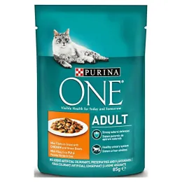 Imagine pentru Hrana umeda pentru pisici Purina One Adult, cu pui si fasole verde, mini fileuri in sos, 85 g din aceiasi categorie