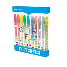 Imagine pentru Set 10 mini pixuri cu gel Mitama, culori glitter si neon, Multicolor din aceiasi categorie