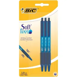 Imagine pentru Pix retractabil Soft Feel Bic, varf mediu, pasta albastra, 3 bucati din aceiasi categorie