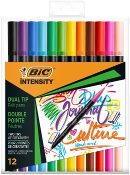 Imagine pentru Set 12 markere de colorat cu dublu varf BIC Intensity, Multicolor din aceiasi categorie
