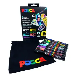Imagine pentru Set 8 markere UNI Posca PC-5M, varf rotund, 1.8-2.5 mm, Multicolor din aceiasi categorie