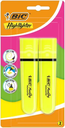 Imagine pentru Set 2 evidentiatoare BIC Highlighter Flat, Galben din aceiasi categorie
