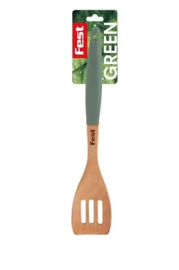 Imagine pentru Spatula perforata Green Fest, lemn/plastic, Bej/Verde din aceiasi categorie