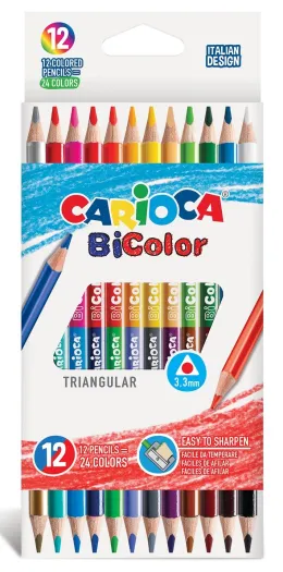 Imagine pentru Creioane Colorate Carioca Bicolor, Triunghiulare, Bicolore, 12 Culori/Cutie din aceiasi categorie