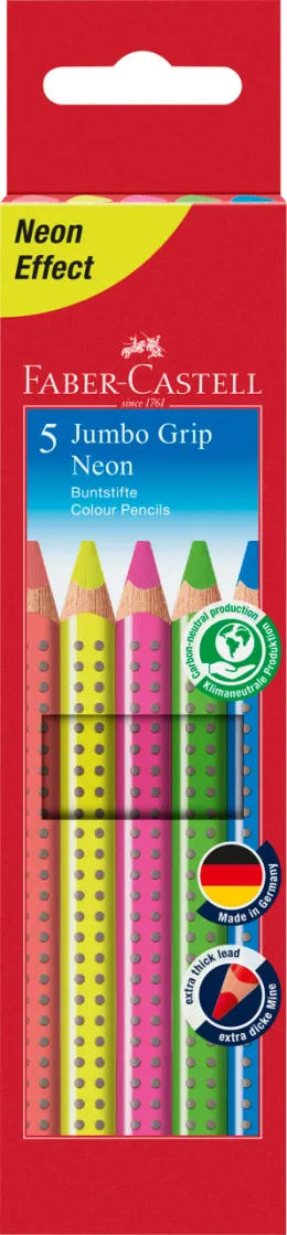 Imagine pentru Creioane Colorate 5 Culori Neon Jumbo Grip Faber-Castell din aceiasi categorie