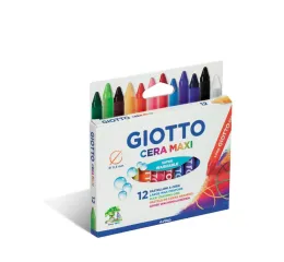Imagine pentru Creioane Cerate Din Plastic, 12 Culori/Cutie, Giotto Cera Maxi din aceiasi categorie