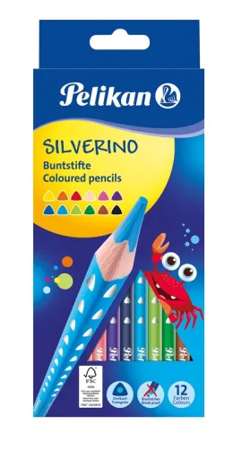 Imagine pentru Creioane Colorate Silverino Lacuite, Set 12 Culori, Sectiune Triunghiulara din aceiasi categorie