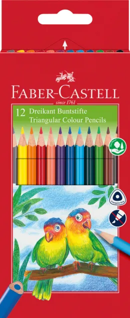 Imagine pentru Creioane Colorate Triunghiulare 12 Culori + Ascuțitoare Eco Fabe din aceiasi categorie