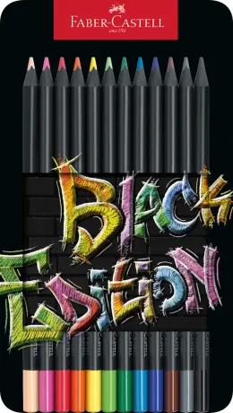 Imagine pentru Creioane Colorate 12 Culori Black Edition Cutie Metal Faber-Castell din aceiasi categorie