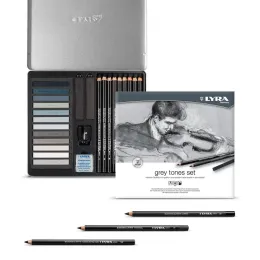 Imagine pentru Creioane + Accesorii, Lyra Rembrandt, Pentru Desene Si Schite, 25 Piese/Cutie Metalica-Tonuri De Gri din aceiasi categorie