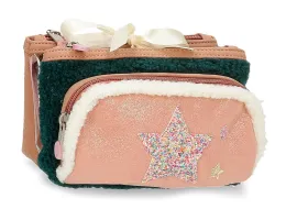 Imagine pentru Borseta pentru fete cu 3 compartimente Enso Shine Stars, piele sintetica, 22x12x5 cm, Roz din aceiasi categorie