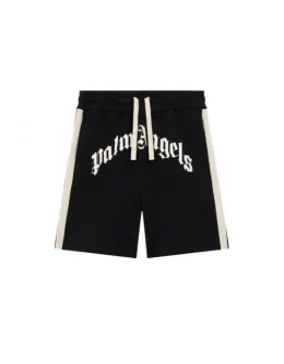 Imagine pentru Pantaloni scurți, curved logo track shorts, negrii, Palm Angels din aceiasi categorie