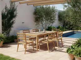 Imagine pentru Set dining pentru gradina cu 6 locuri CHIOGGIA Maro deschis Lemn de acacia certificat din aceiasi categorie