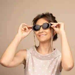 Imagine pentru Lanț de ochelari din argint cu perle și pietre naturale „Geometry & Pearl” din aceiasi categorie